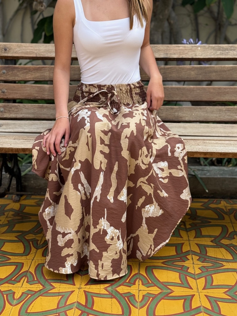Falda Samira Marron con Beige