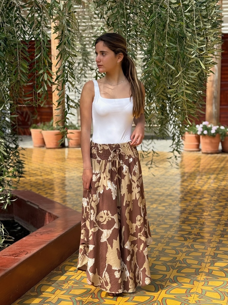 Falda Samira Marron con Beige