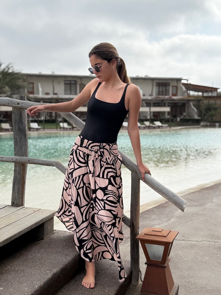 Falda Samira Negra con Beige