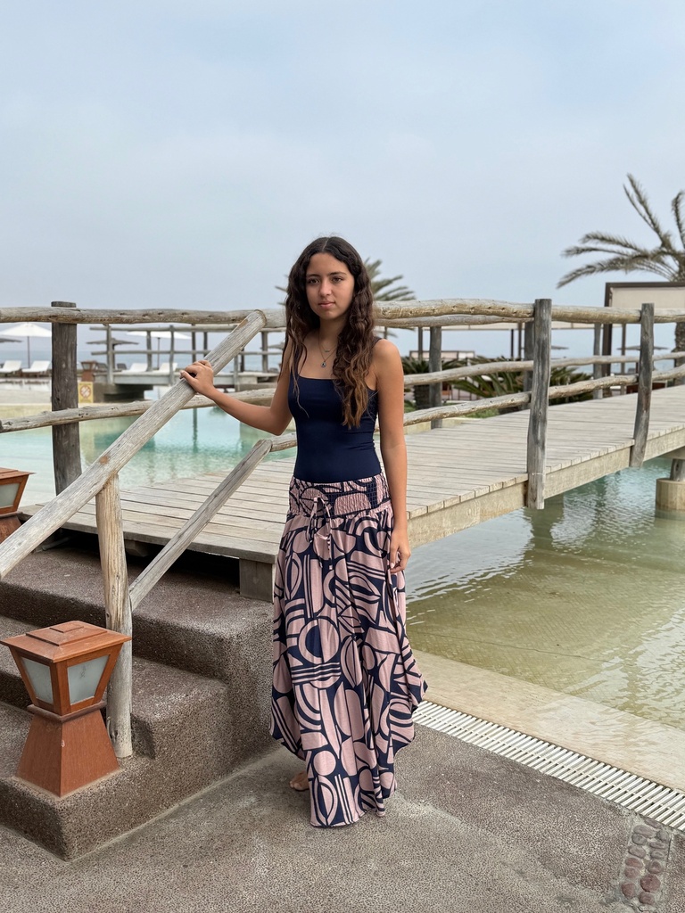 Falda Samira Azul con Beige