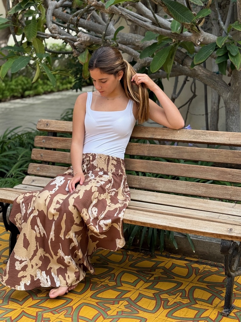 Falda Samira Marron con Beige